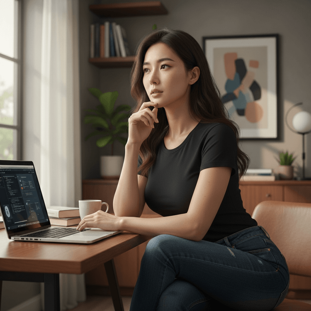 Orang belajar AI dengan laptop